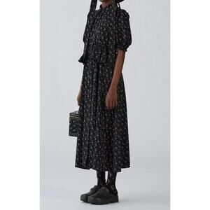 GU (Uniqlo) x Rokh Half Sleeve Shirt Dress in Black Floral